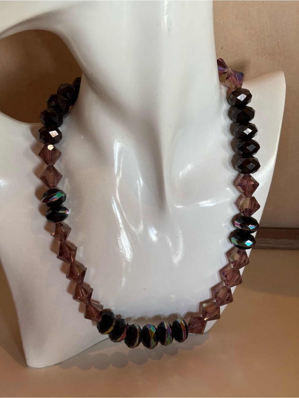 Purple & Black Faceted Crystal Necklace | Gothic Glam Vintage